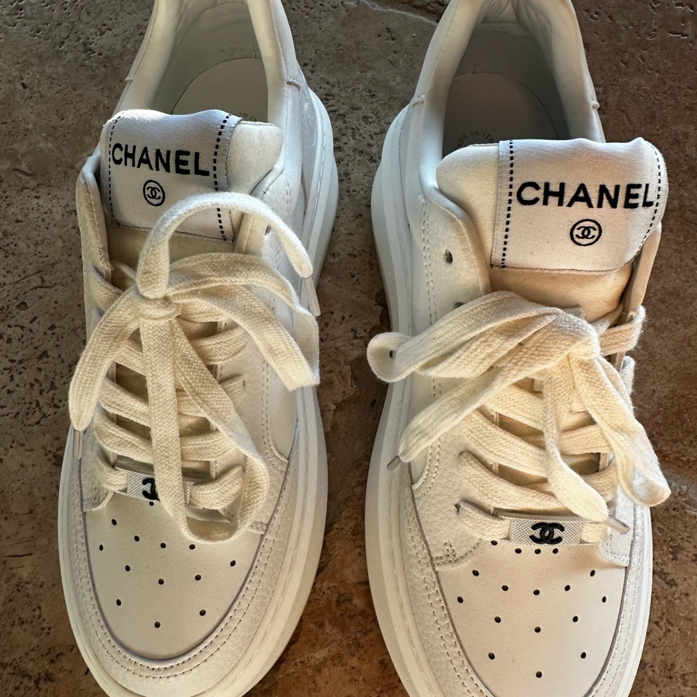 White Leather Low-Top Sneakers